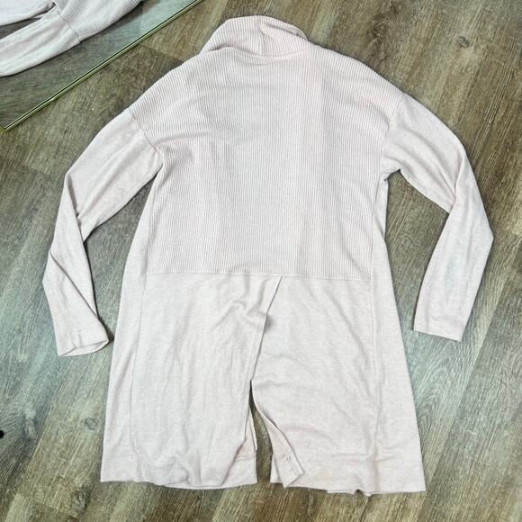 Anthropologie COA Cozy Brushed Fleece Cardigan Sweater Blush Pink - Picture 4 of 7